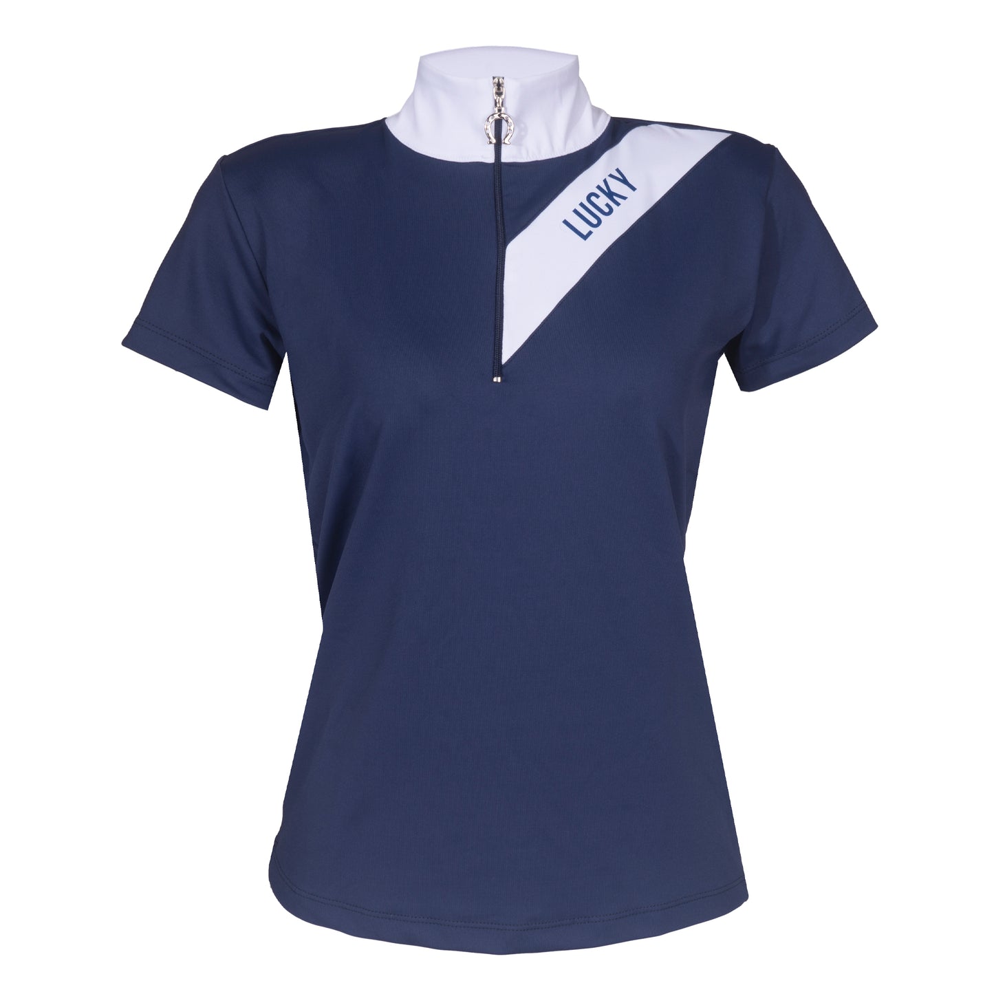 Blusa Prova Hipismo Recorte SS Marinho - Lucky_U Riders