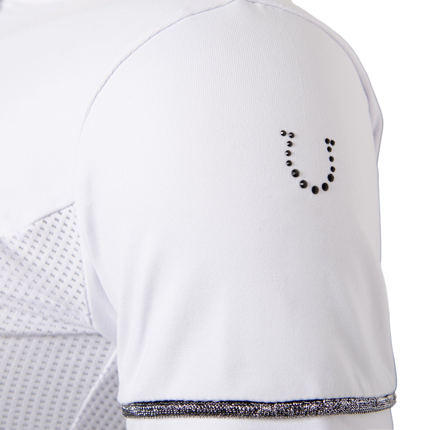 Blusa Prova Hipismo Lucky Details SS Branca e Preta