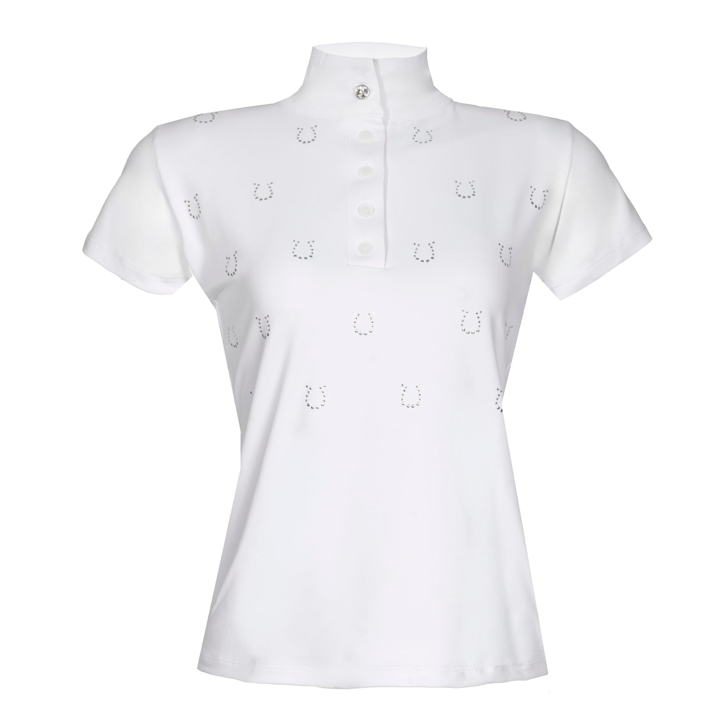 Blusa Prova Hipismo Lucky Shoe Swarovski SS Branca - Lucky_U Riders