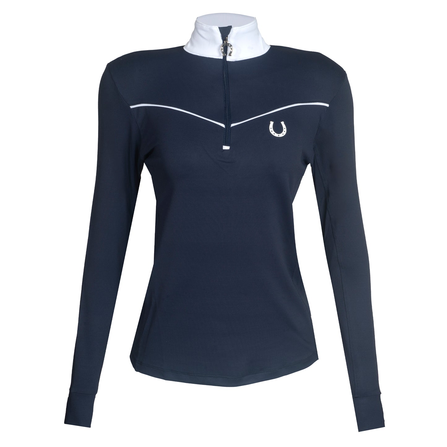 Blusa Prova Hipismo VLook LS Marinho - Lucky_U Riders