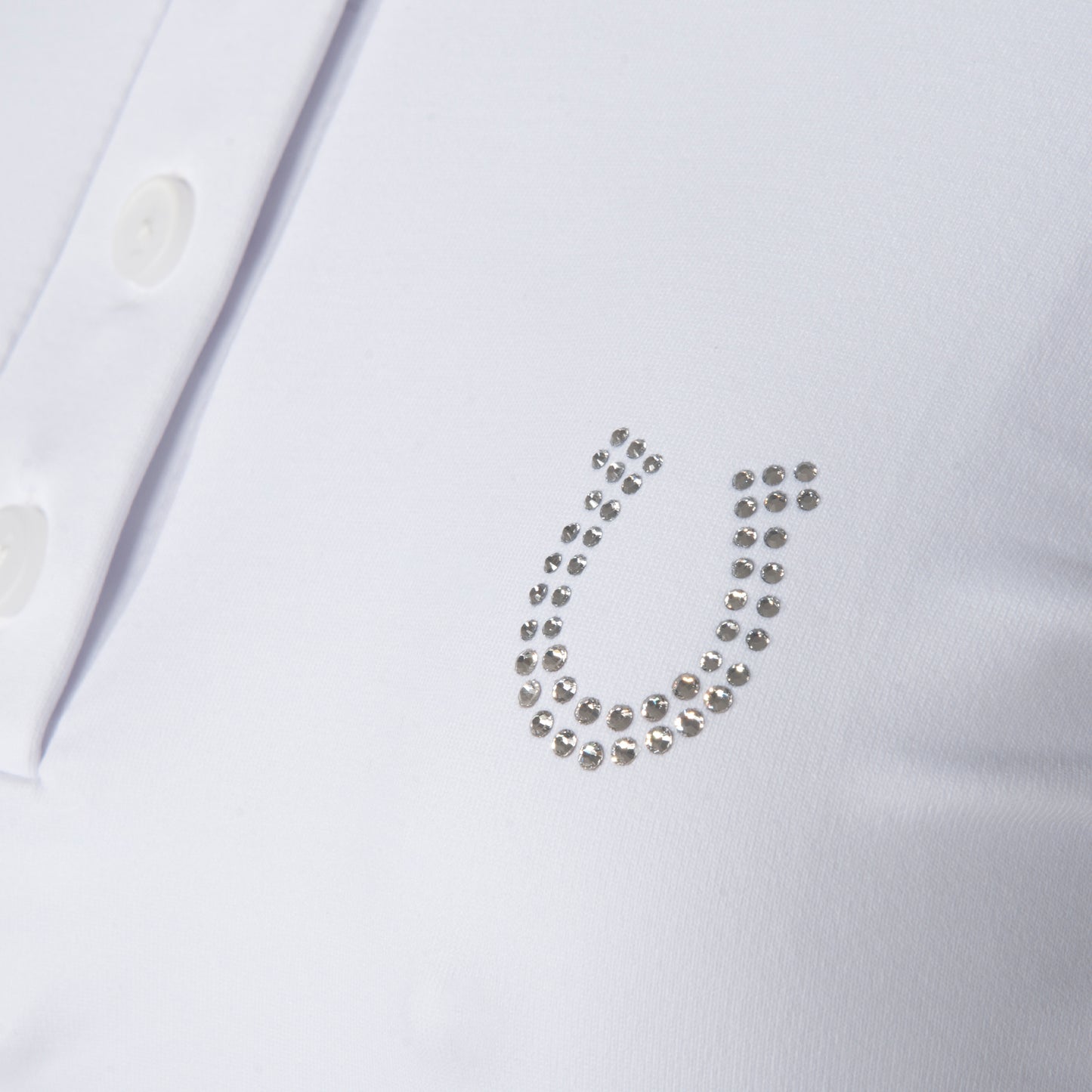 Blusa Prova Hipismo Waterfall Swarovski LS Branca - Lucky_U Riders