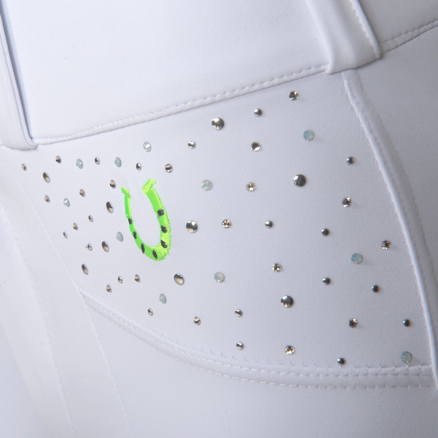 Culote Prova Hipismo Zíper High Waist Swarovski Branco - Lucky_U Riders
