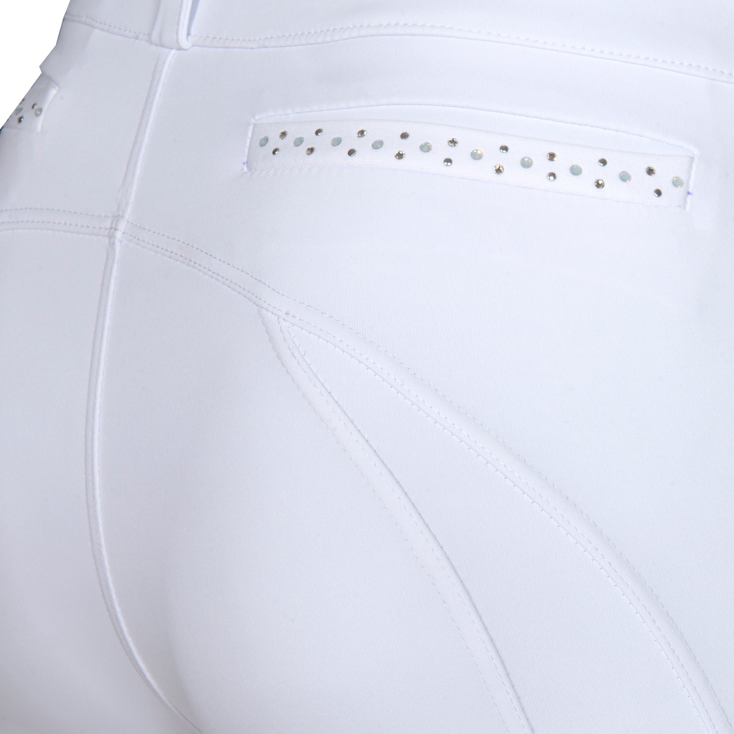 Culote Prova Hipismo Zíper High Waist Swarovski Branco - Lucky_U Riders