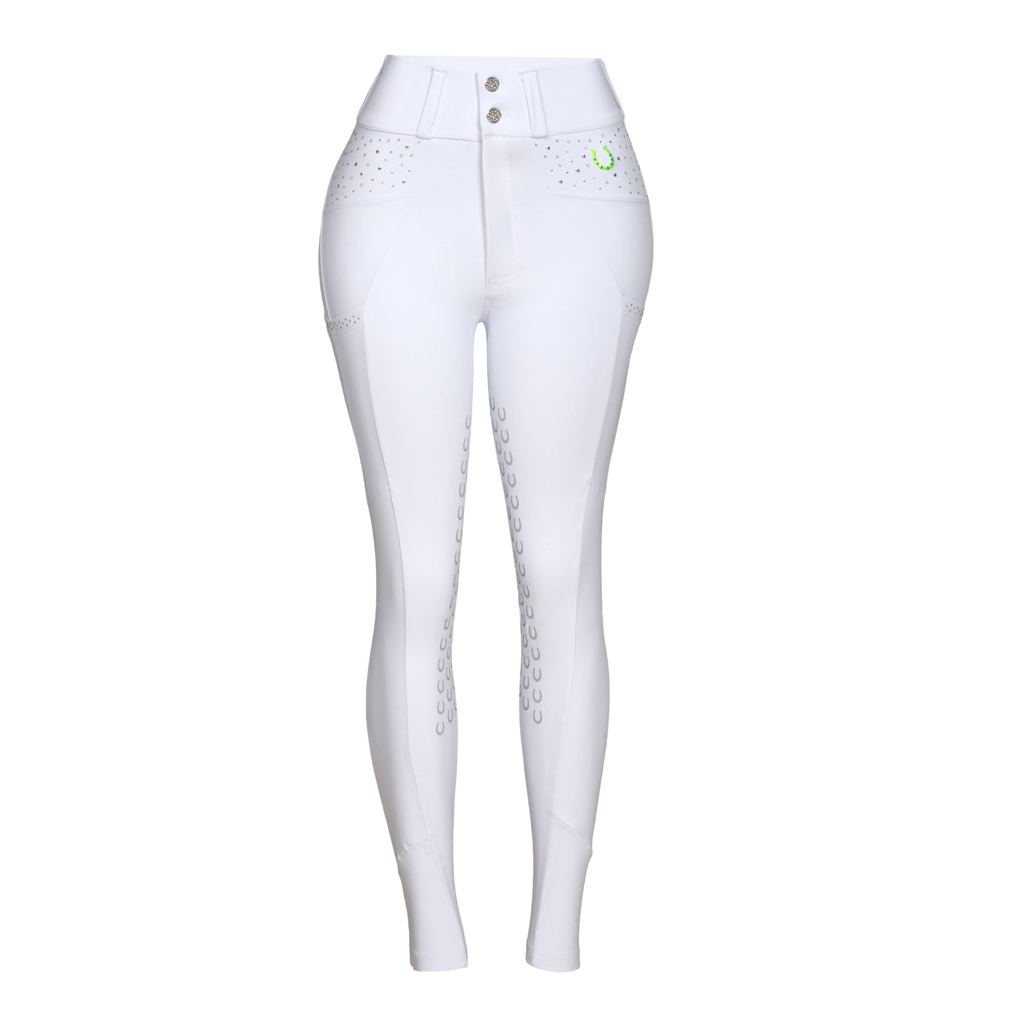 Culote Prova Hipismo Zíper High Waist Swarovski Branco - Lucky_U Riders
