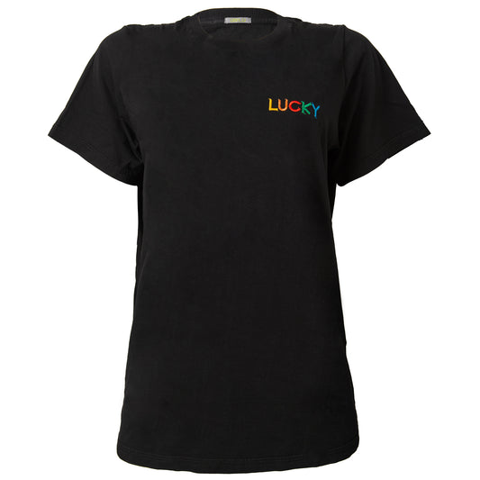 T-Shirt Lucky Shoe Emboidered Preta