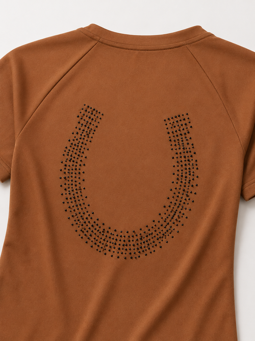 Blusa Treino Hipismo Training Tech Lucky Shoe SS Capuccino