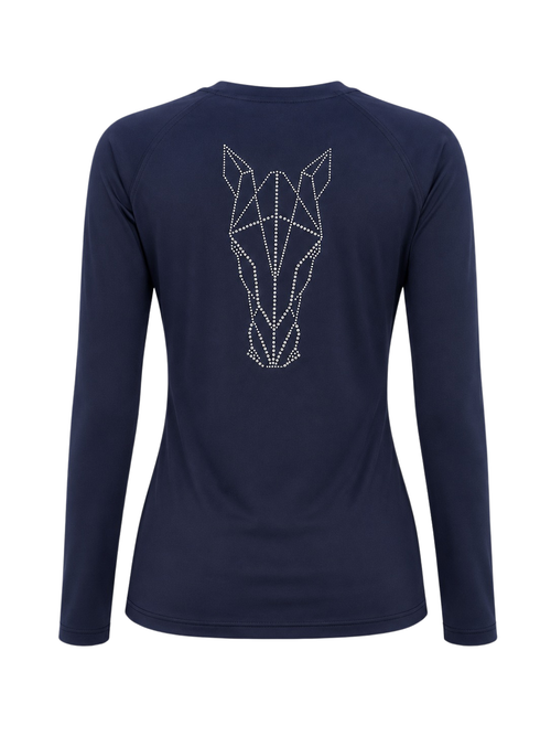 Blusa Treino Hipismo Training Tech Cavalo 3D LS Marinho