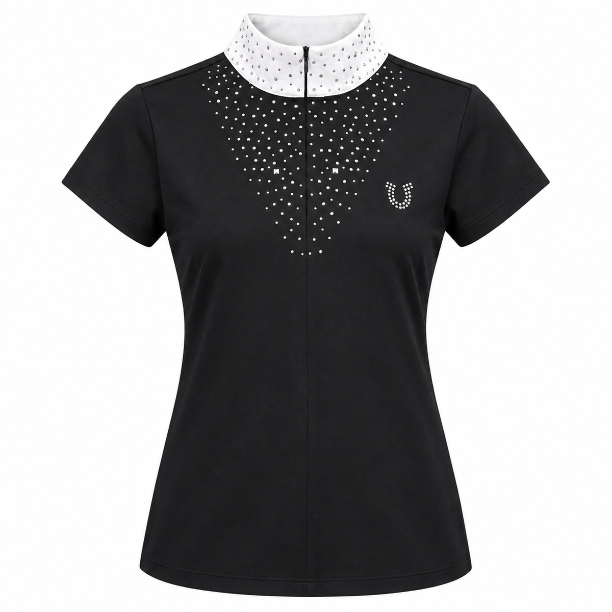 Blusa Prova Hipismo Fireworks SS Swarovski Infantil Preta