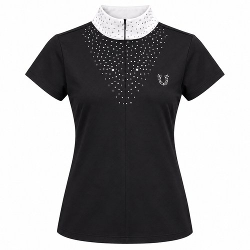 Blusa Prova Hipismo Fireworks SS Swarovski Preta