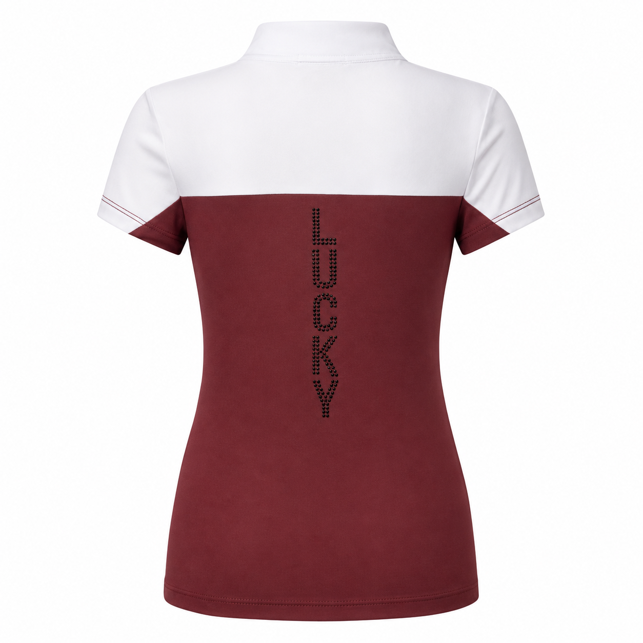 Blusa Prova Hipismo Lucky Equestrian SS Canela e Branco