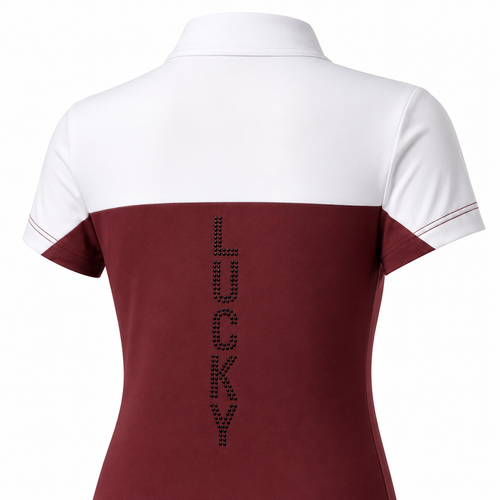 Blusa Prova Hipismo Lucky Equestrian SS Infantil Canela e Branco
