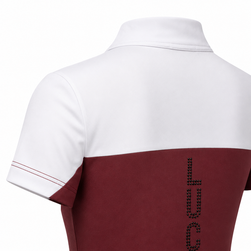 Blusa Prova Hipismo Lucky Equestrian SS Infantil Canela e Branco