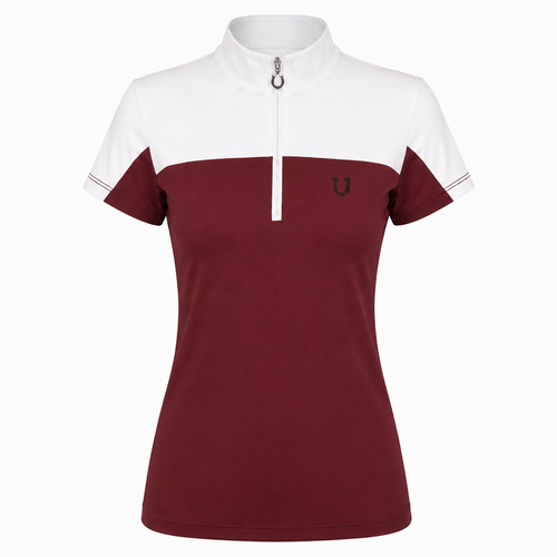 Blusa Prova Hipismo Lucky Equestrian SS Infantil Canela e Branco