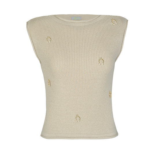 Blusa Tricô Gola Alta Creme