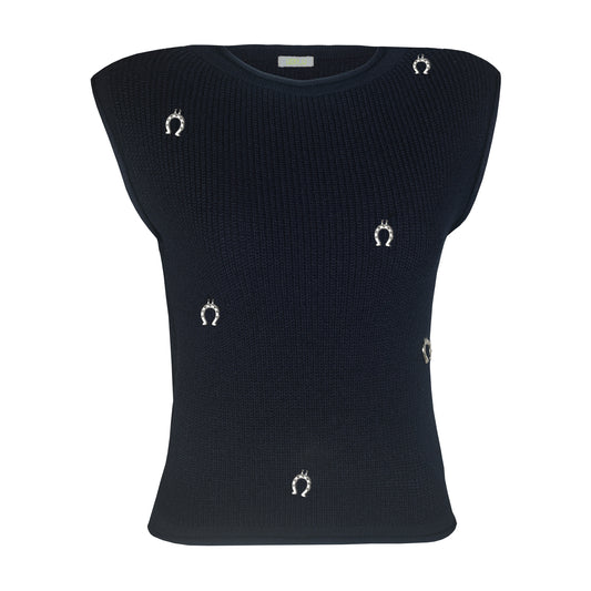 Blusa Tricô Gola Alta Marinho