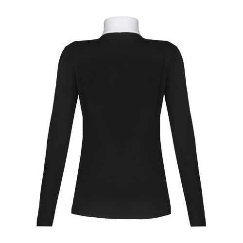 Blusa Prova Hipismo Choker Swarovski LS Preta - Lucky_U Riders