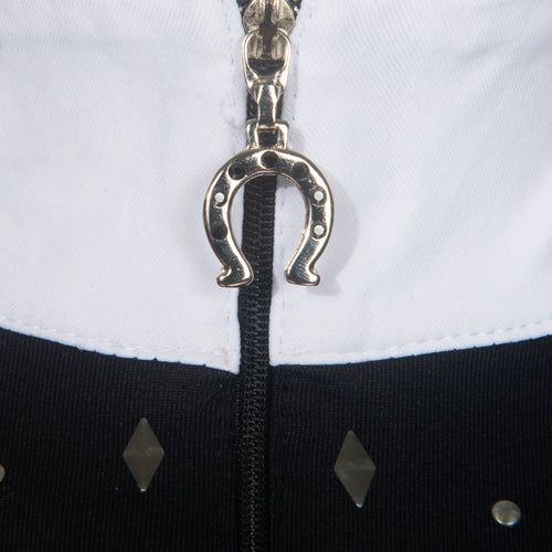 Blusa Prova Hipismo Choker Swarovski LS Preta - Lucky_U Riders