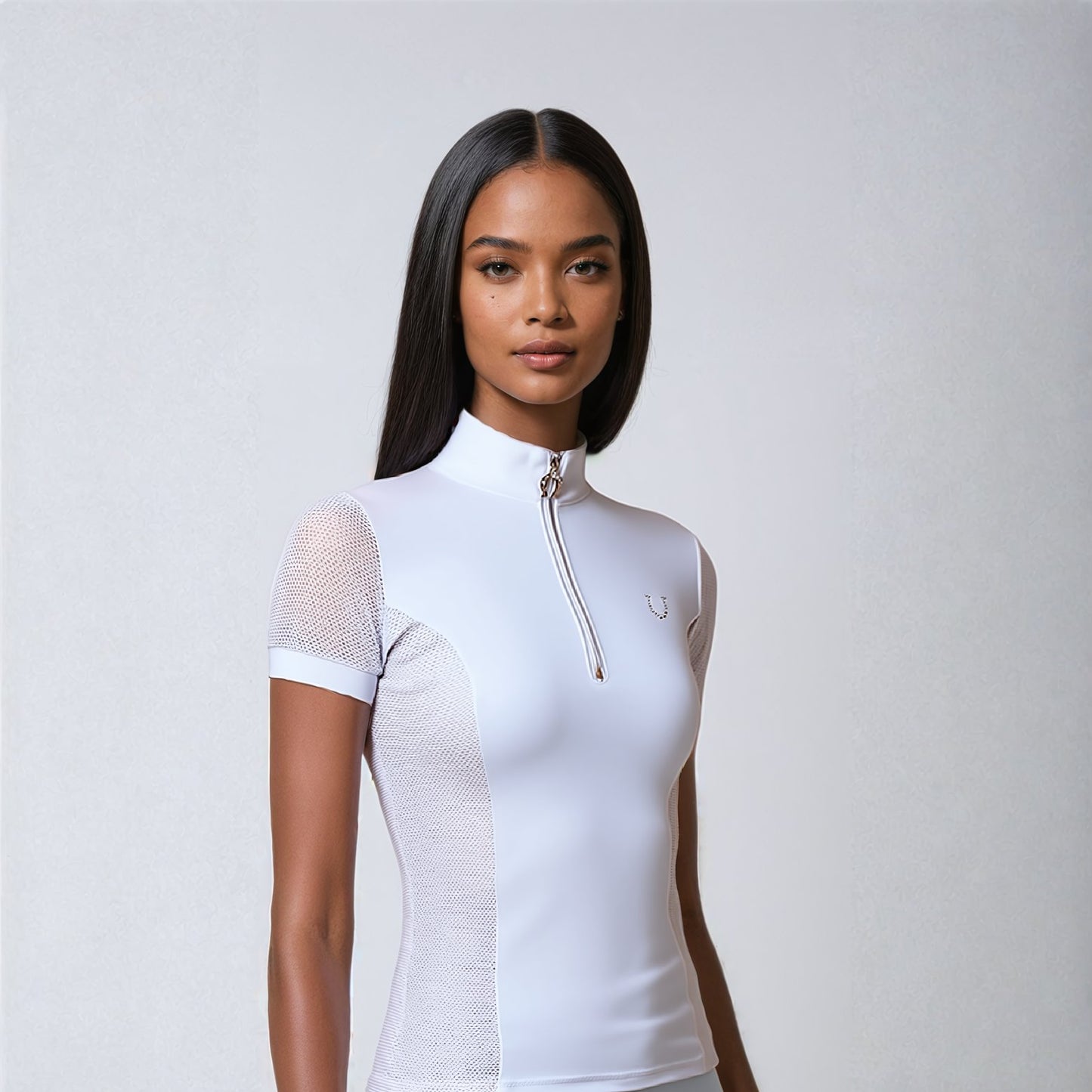 Blusa Prova Hipismo Basic Jump SS Branca - Lucky_U Riders