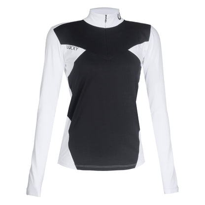 Blusa Prova Hipismo Ibiza LS Branca e Preta - Lucky_U Riders