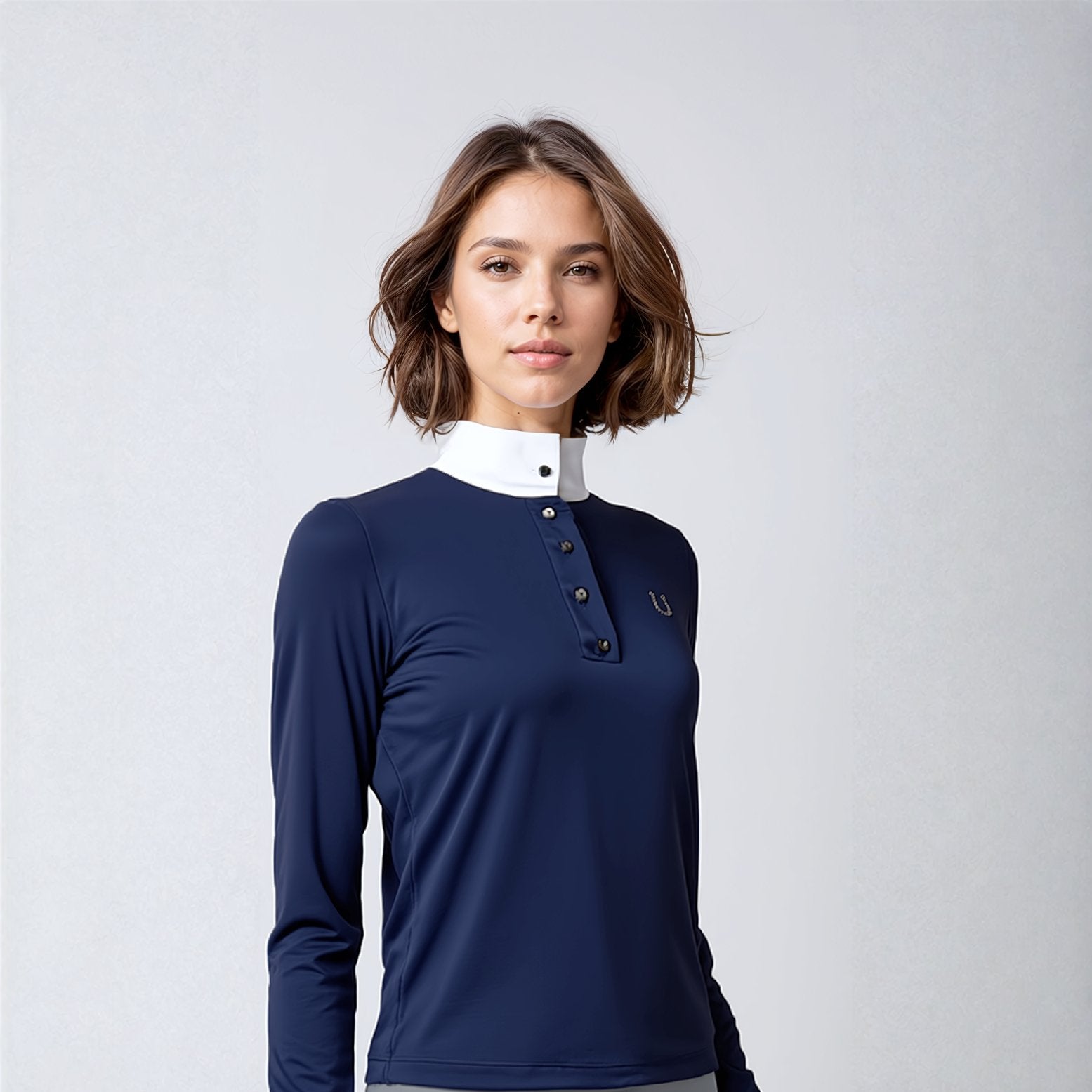 Blusa Prova Hipismo Lucky Classic LS Marinho - Lucky_U Riders