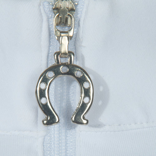 Blusa Prova Hipismo Two Colors SS Infantil Branco e Cinza - Lucky_U Riders