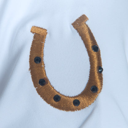Blusa Prova Hipismo Lucky Shoe Embroidered SS Infantil Branca - Lucky_U Riders