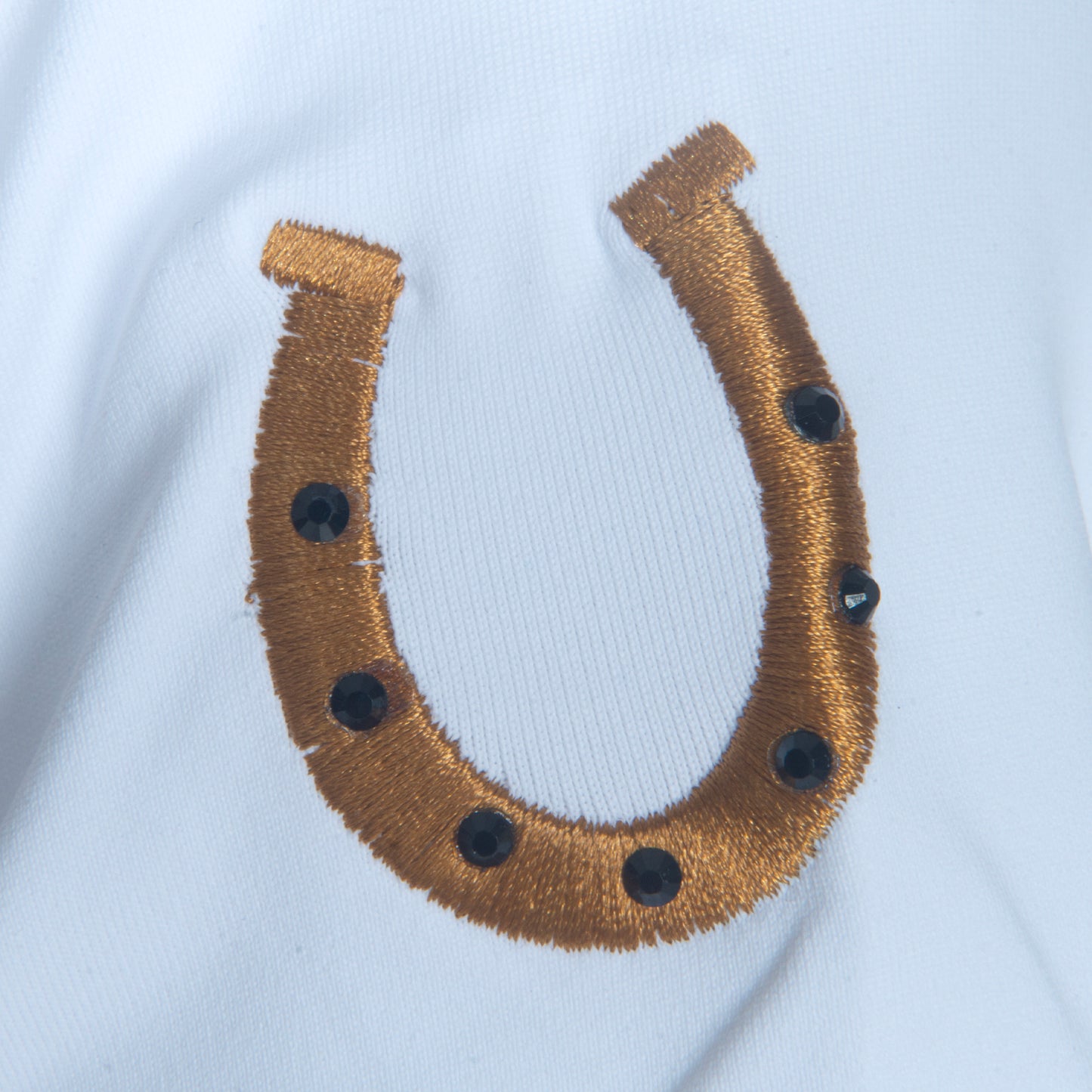 Blusa Prova Hipismo Lucky Shoe SS Embroidered SS Branca - Lucky_U Riders