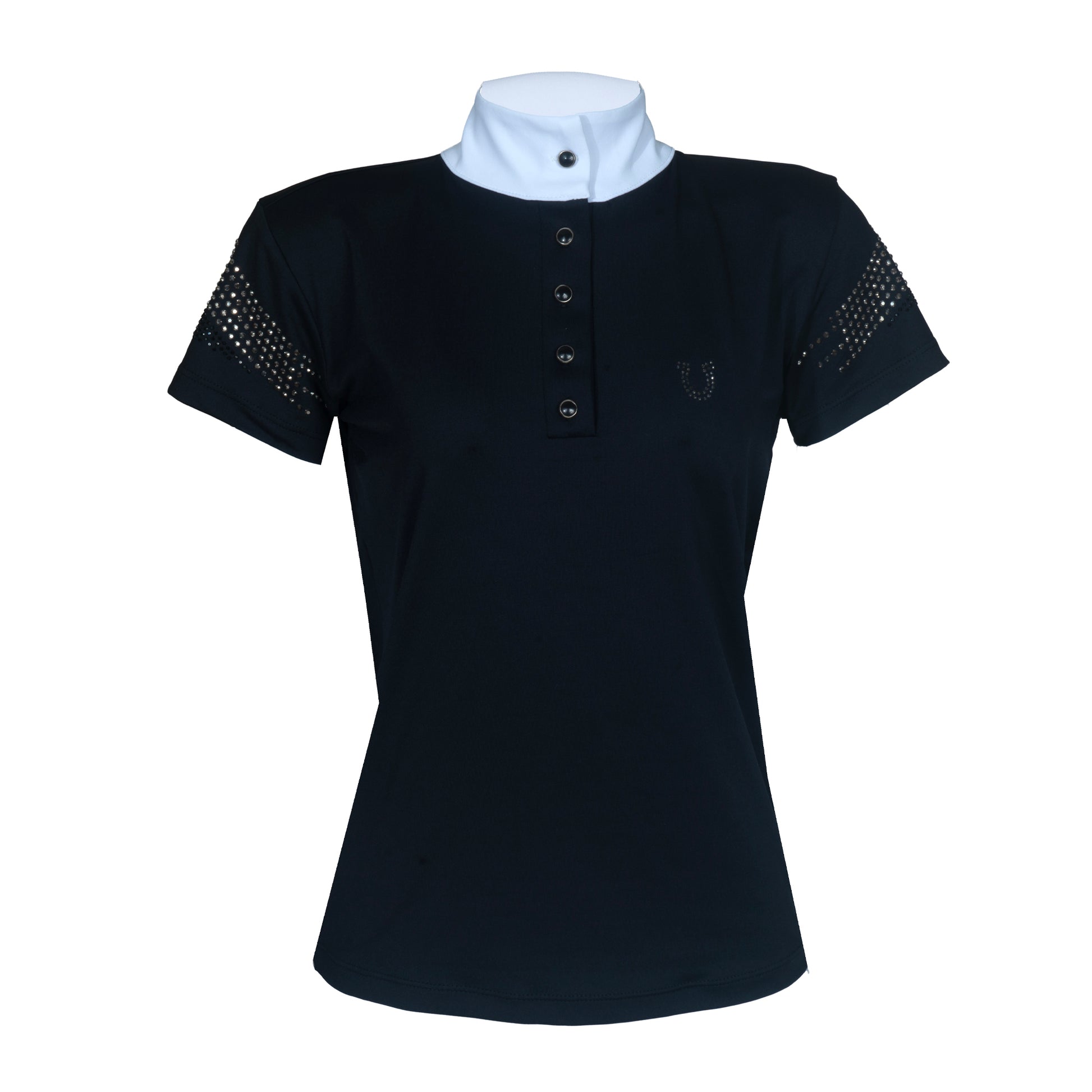 Blusa Prova Hipismo New Shoulder Sparkle Preta - Lucky_U Riders