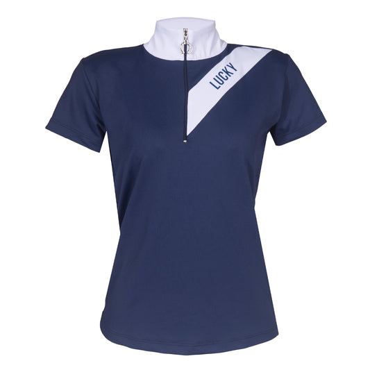 Blusa Prova Hipismo Recorte SS Marinho - Lucky_U Riders