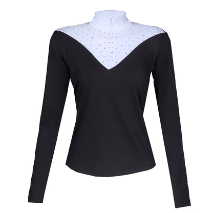 Blusa Prova Hipismo VNeck LS Preta - Lucky_U Riders