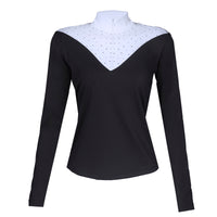 Blusa Prova Hipismo VNeck LS Infantil Preta