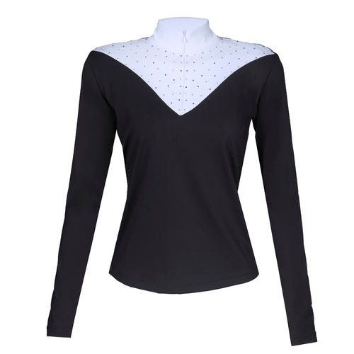 Blusa Prova Hipismo VNeck LS Infantil Preta - Lucky_U Riders