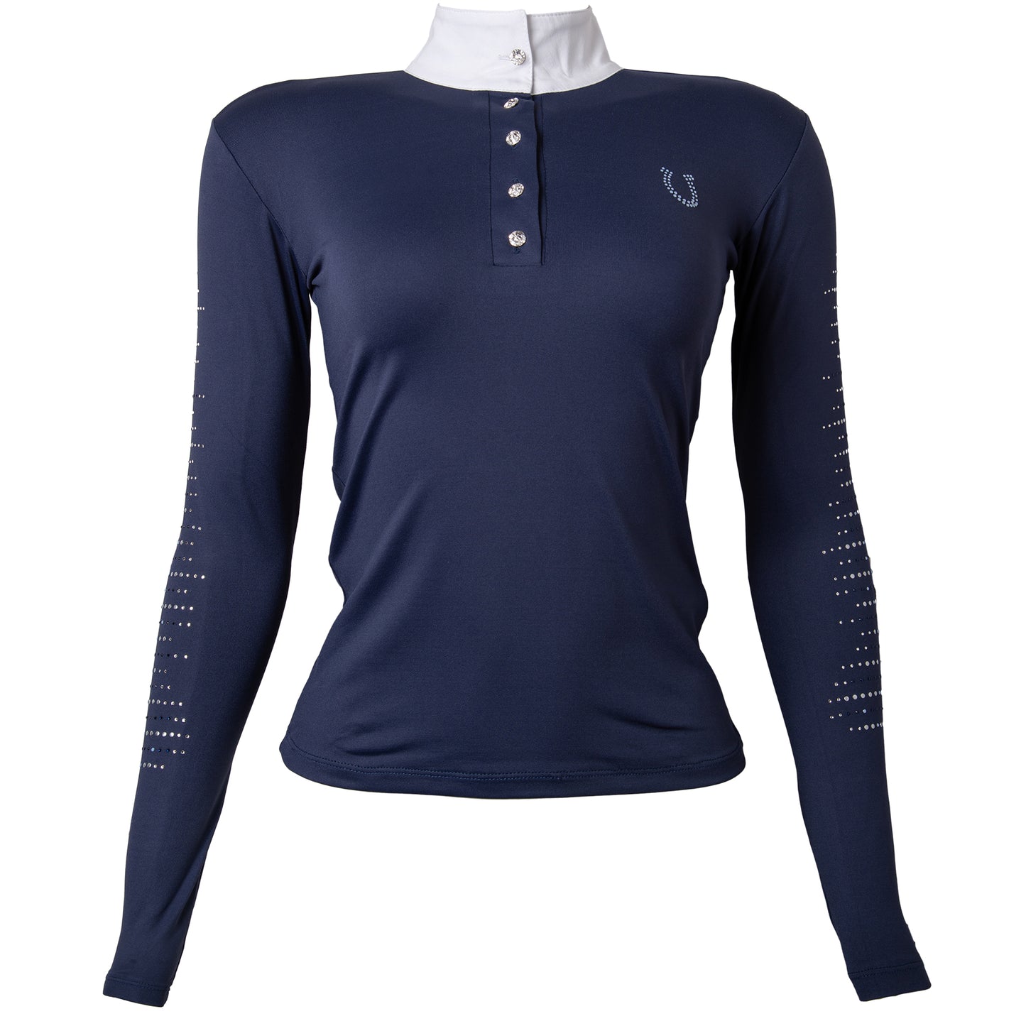 Blusa Prova Hipismo Eletro Swarovski LS Marinho