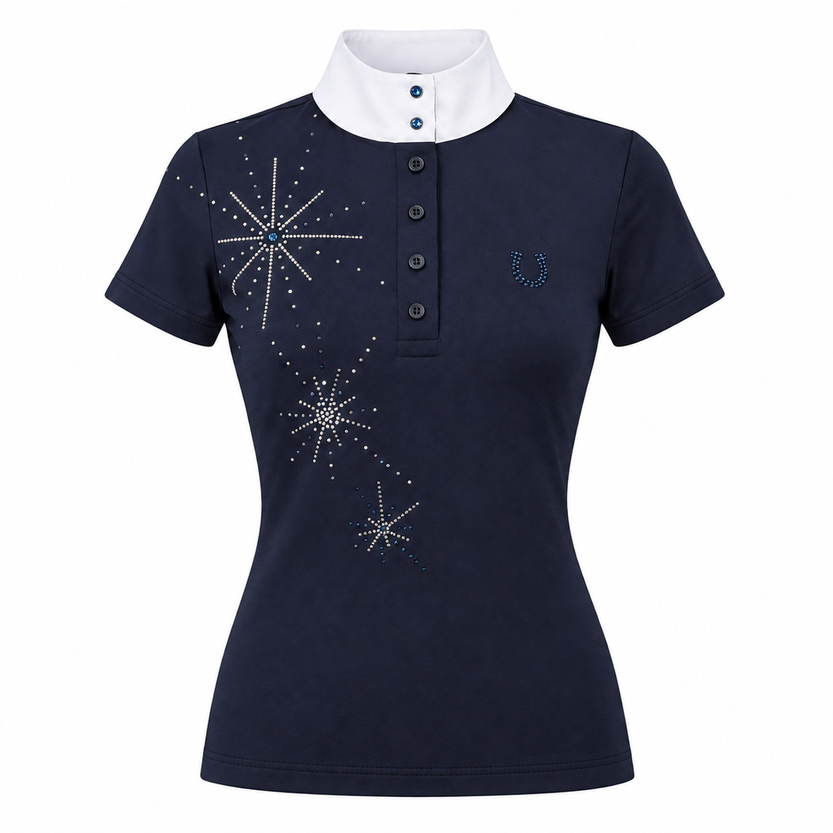 Blusa Prova Hipismo Fireworks SS Swarovski Infantil Marinho