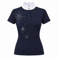 Blusa Prova Hipismo Fireworks SS Swarovski Infantil Marinho
