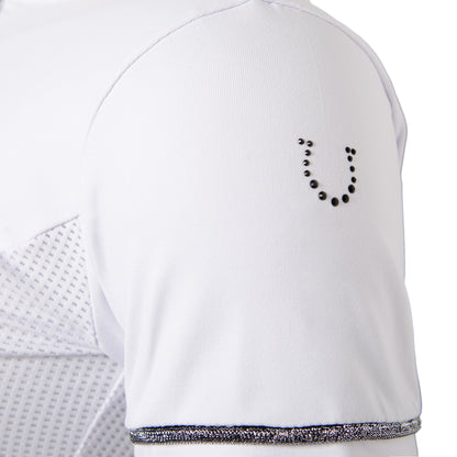 Blusa Prova Hipismo Lucky Details SS Branca e Preta