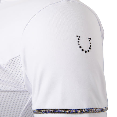 Blusa Prova Hipismo Lucky Details SS Branca e Preta