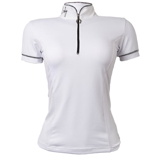 Blusa Prova Hipismo Lucky Details SS Infantil Branca e Preta