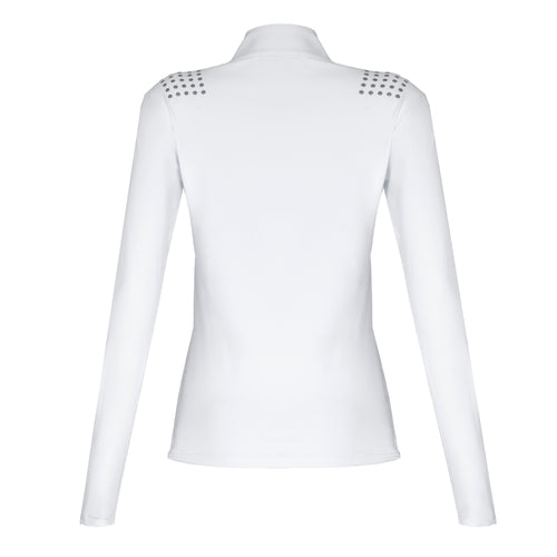 Blusa Prova Hipismo Military Sparkle LS Branca