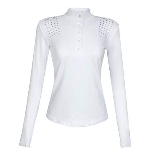 Blusa Prova Hipismo Military Sparkle LS Branca