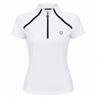 Blusa Prova Hipismo New Arch SS Infantil Branca e Marinho