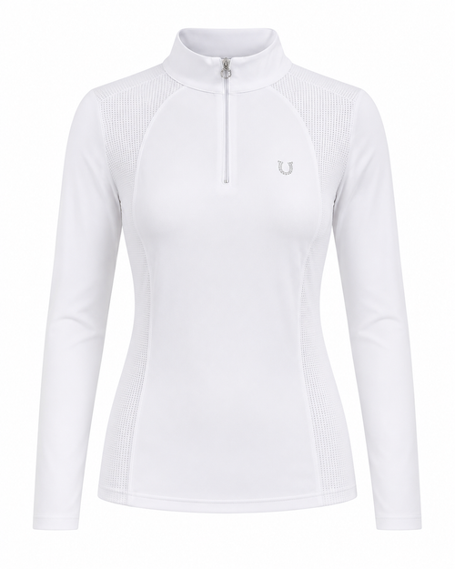 Blusa Prova Hipismo New Basic Jump LS Infantil Branca