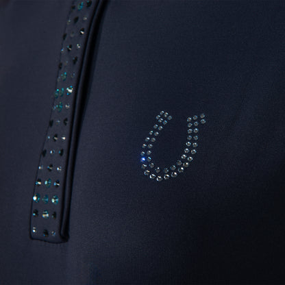 Blusa Prova Hipismo Rainbow Swarovski SS Marinho - Lucky_U Riders