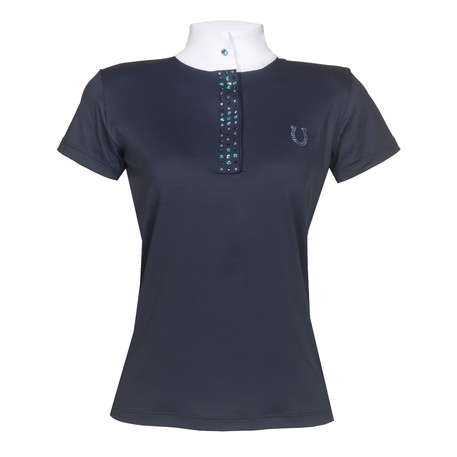 Blusa Prova Hipismo Rainbow Swarovski SS Marinho - Lucky_U Riders