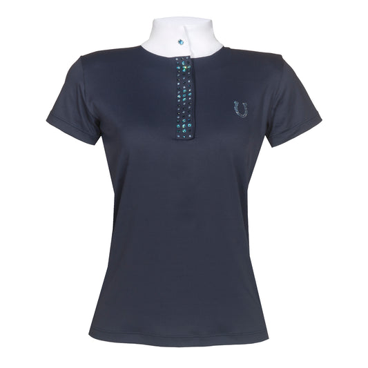 Blusa Prova Hipismo Rainbow Swarovski SS Marinho - Lucky_U Riders