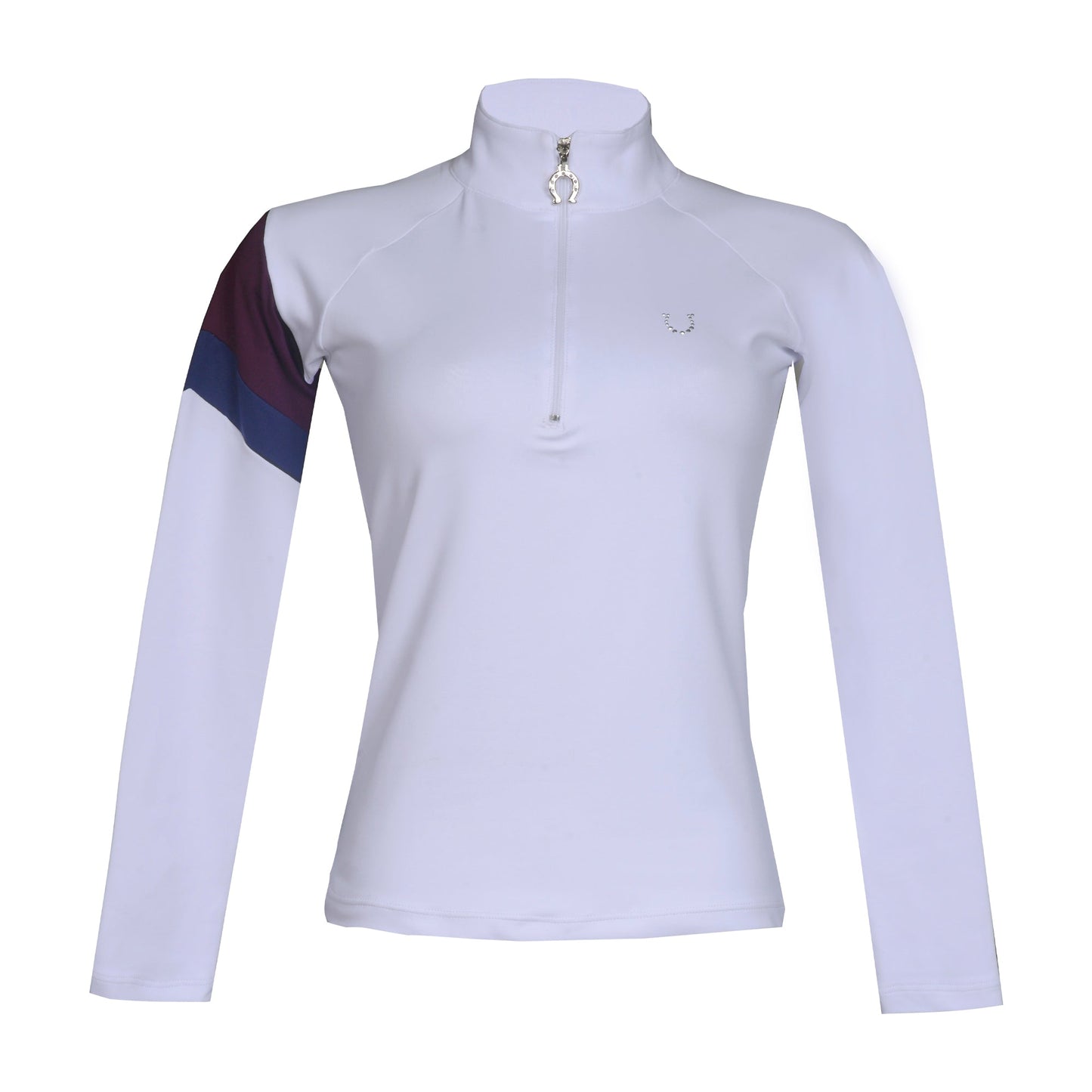 Blusa Prova Hipismo Royal Lucky LS Infantil Branca e Vinho