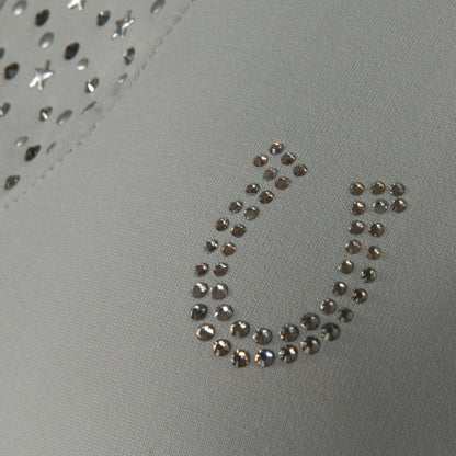 Blusa Prova Hipismo Sparkle Swarovski SS Platina - Lucky_U Riders