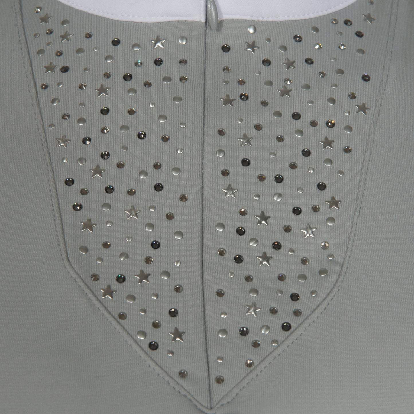 Blusa Prova Hipismo Sparkle Swarovski SS Platina - Lucky_U Riders