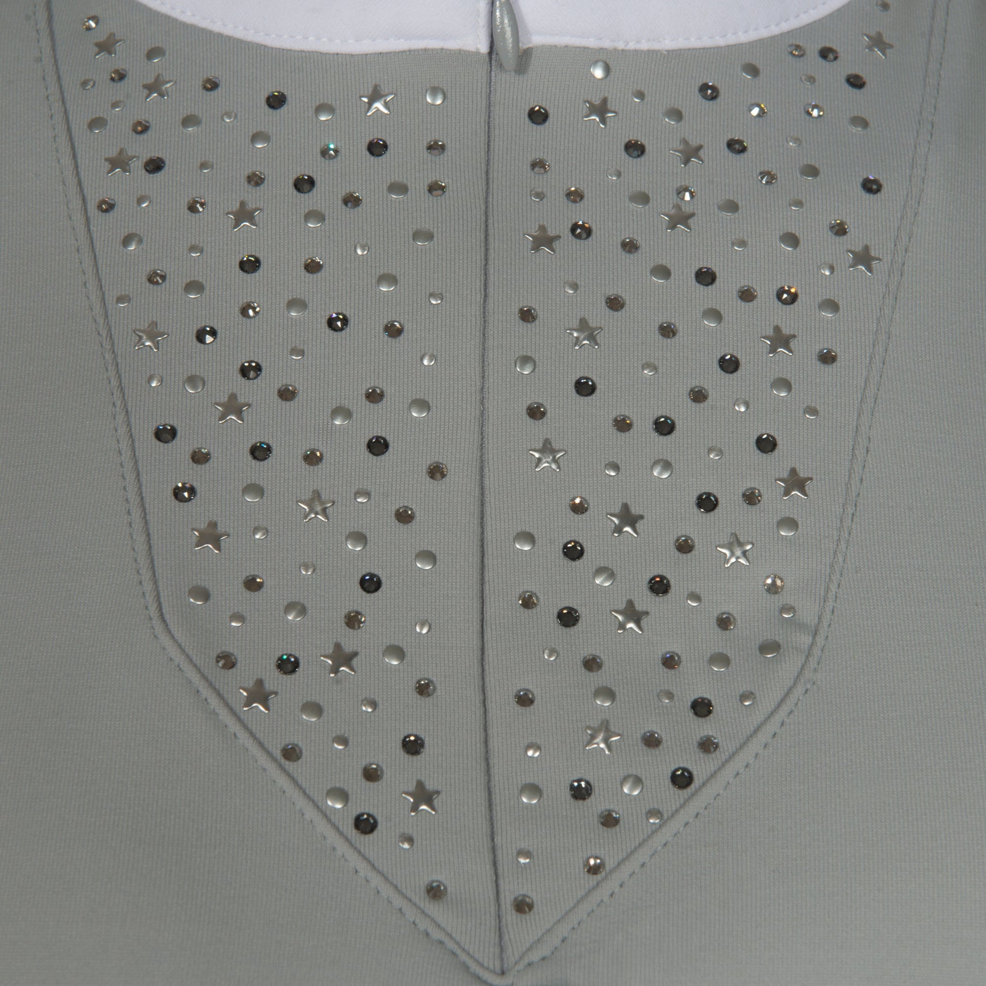 Blusa Prova Hipismo Sparkle Swarovski SS Platina - Lucky_U Riders
