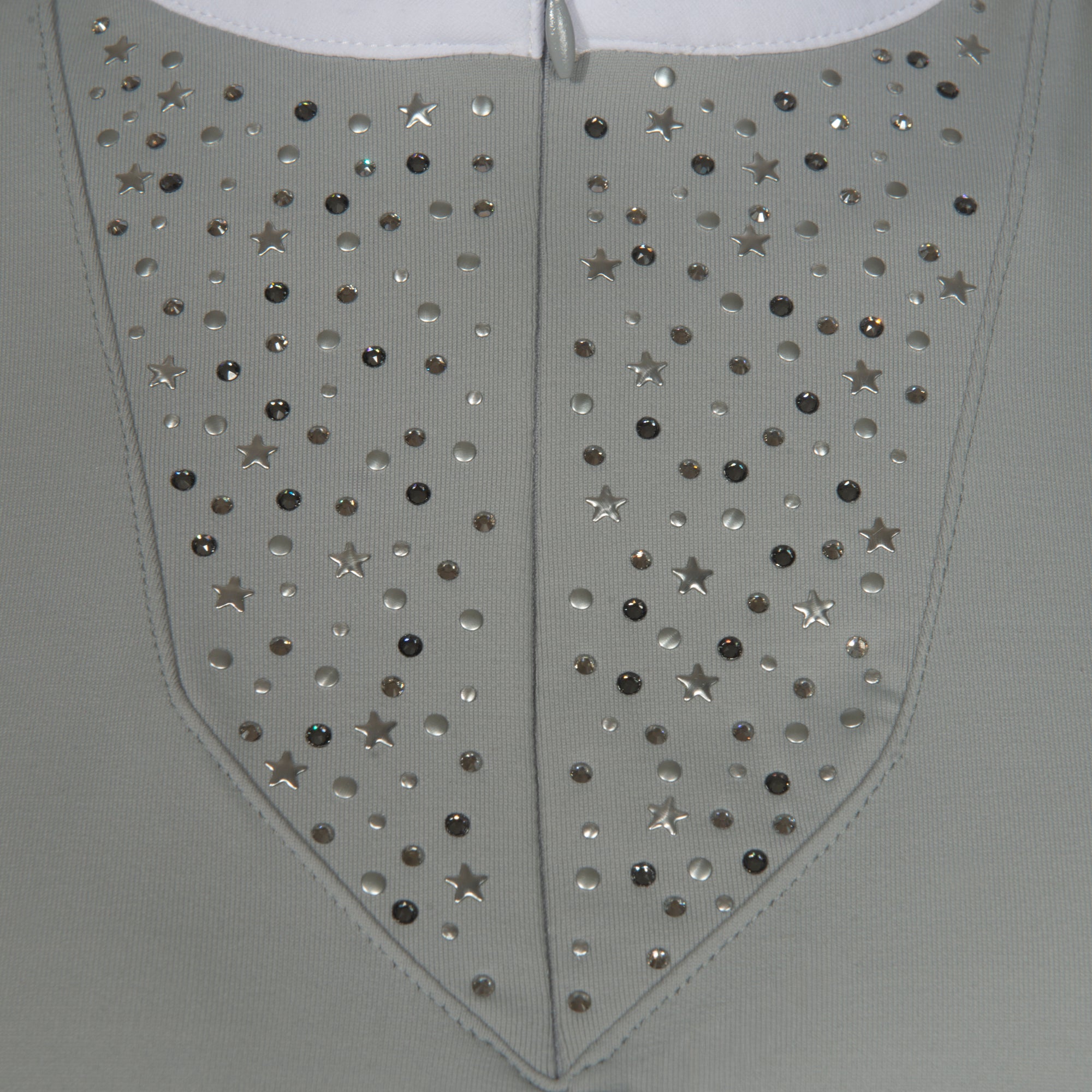 Blusa Prova Hipismo Sparkle Swarovski SS Platina - Lucky_U Riders